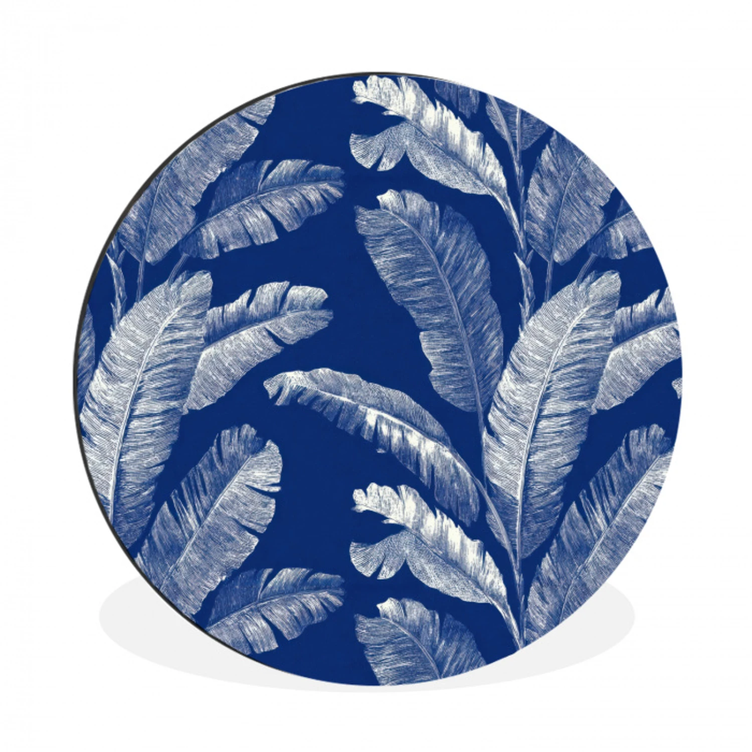 Blad - Palm - Blauw Wandcirkel aluminium klein 190 -3d