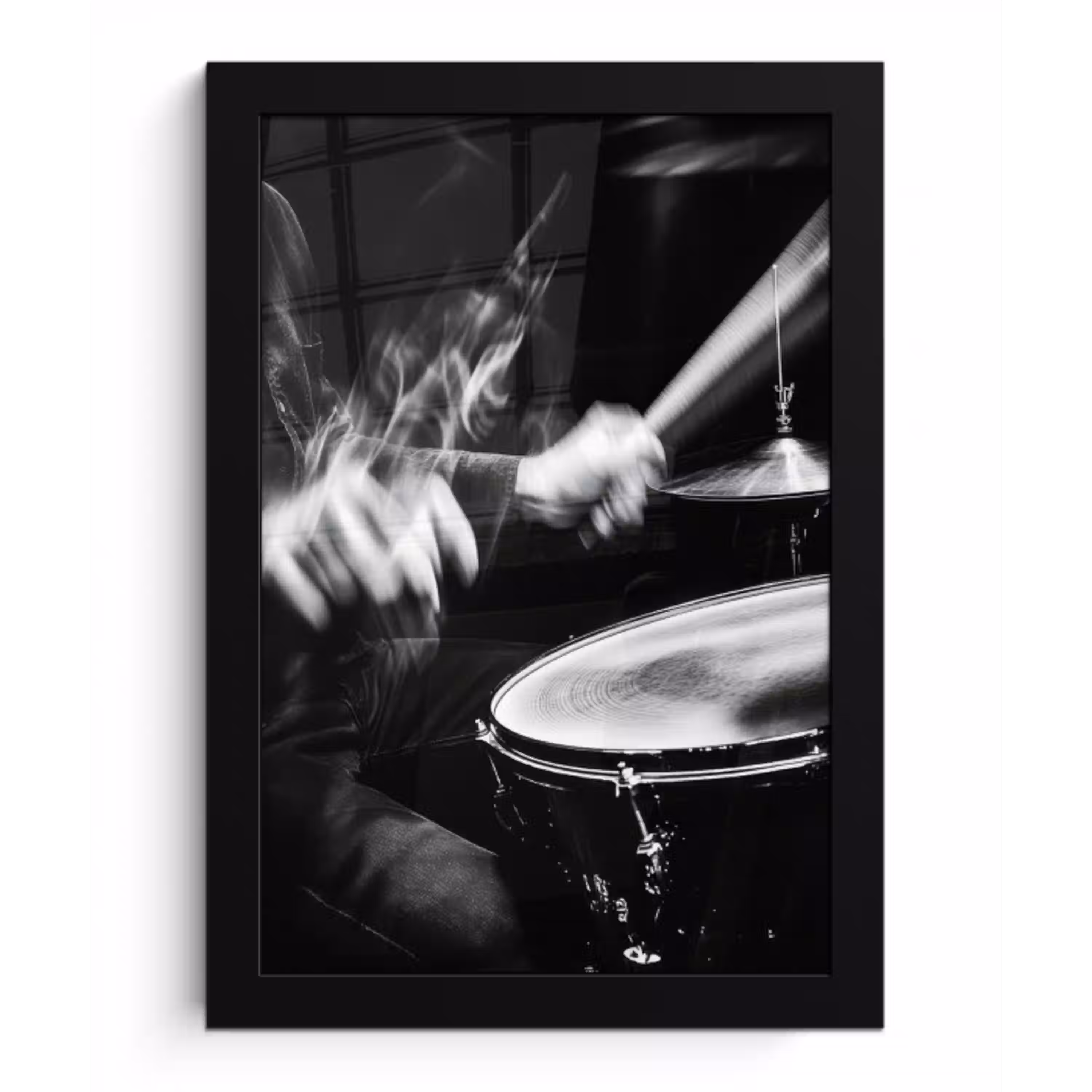 Drummer - Zwart - Drumstel fotolijst zwart zonder passe partout klein -3d
