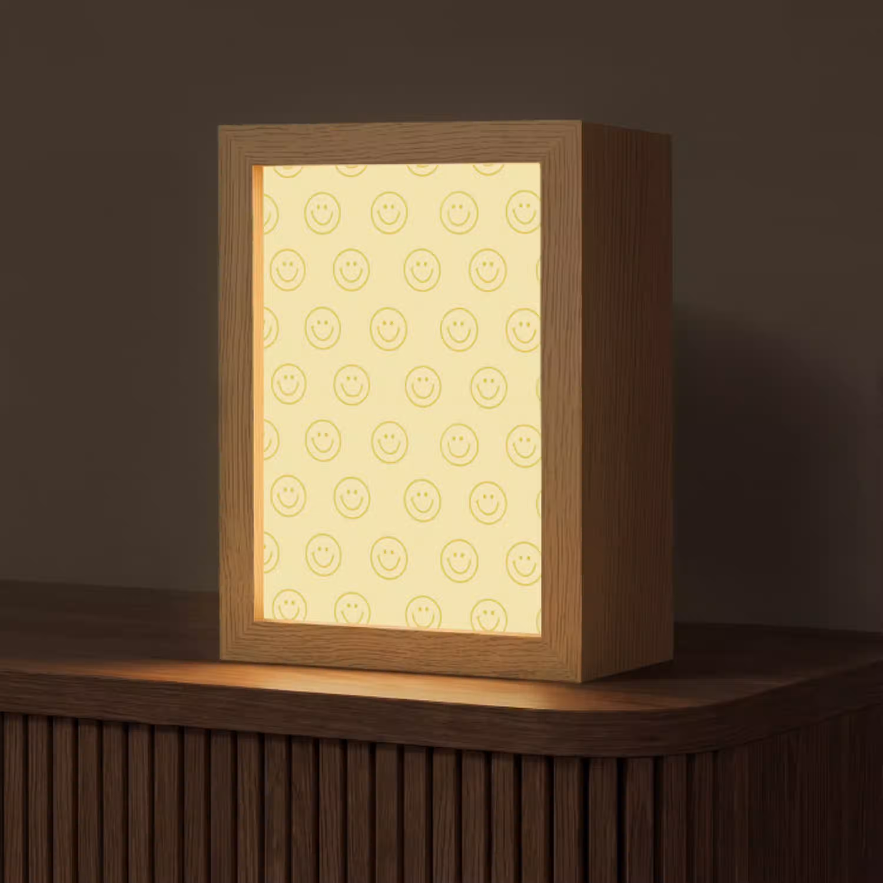 Smileys - Patroon - Retro - Zachtgeel Light Box met kabel (Tafellamp) klein 925 -z3d_website