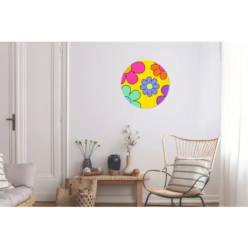 Bloemen - Illustratie - Kleurrijk Wandcirkel aluminium klein -woonkamer
