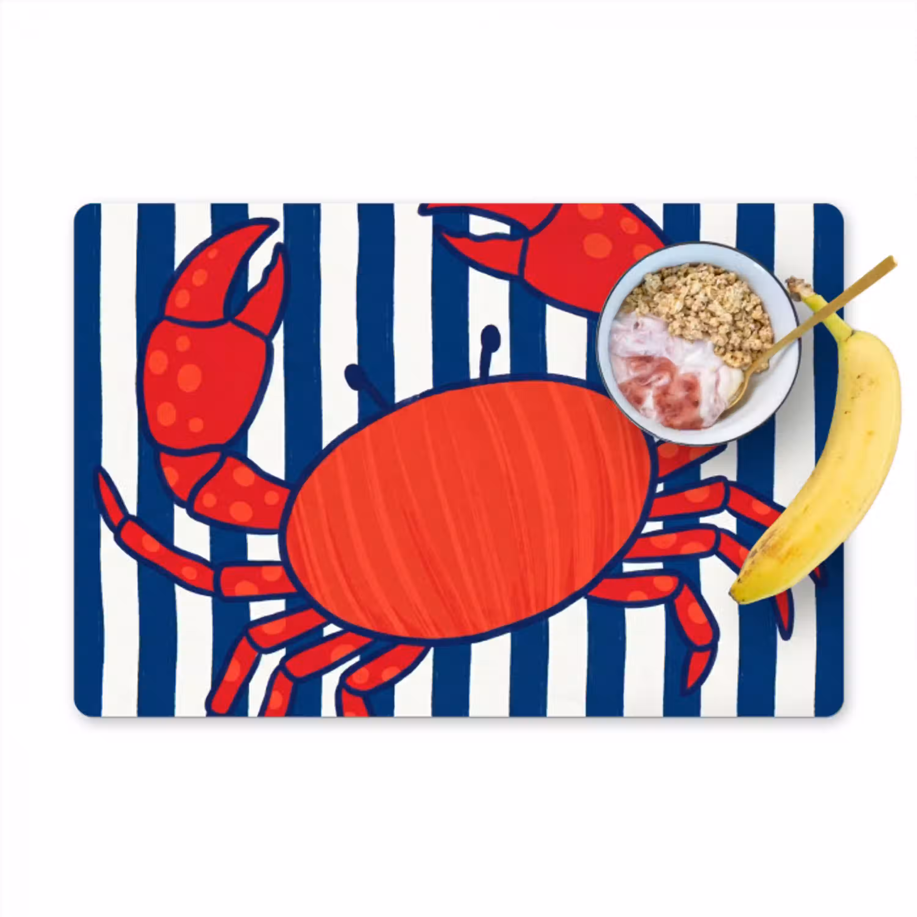 Krab - Strepen - Zeeleven - Illustratie - Rood Placemat vinyl groot -zzzproduct_Kitchenyeah-website