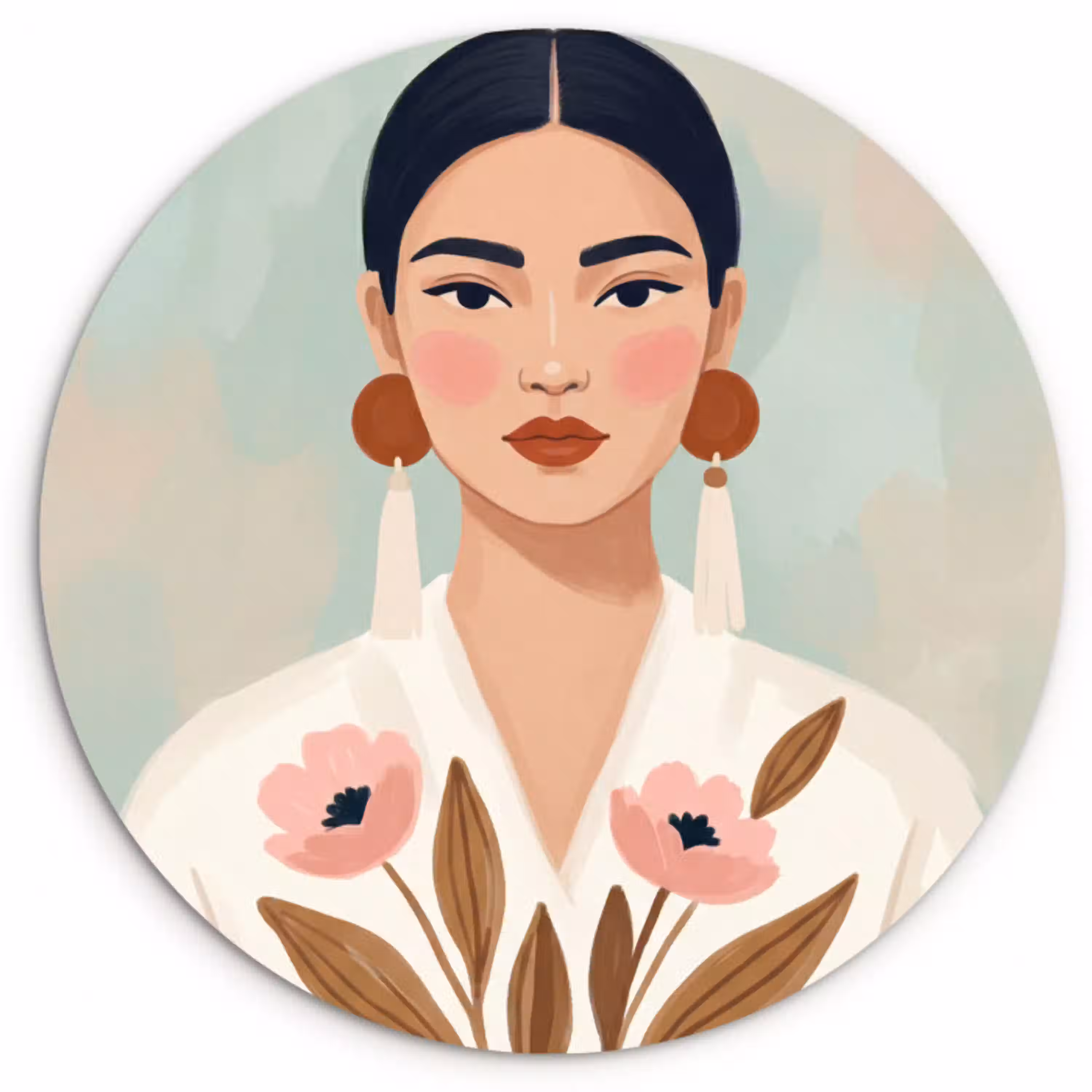 Vrouw - Kimono - Pastel Wandcirkel kunststof plaat 5mm dik klein -3d