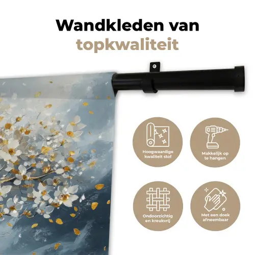 Boom - Winter - Levensboom - Modern - Goud Wandkleed katoen klein -sfeer2