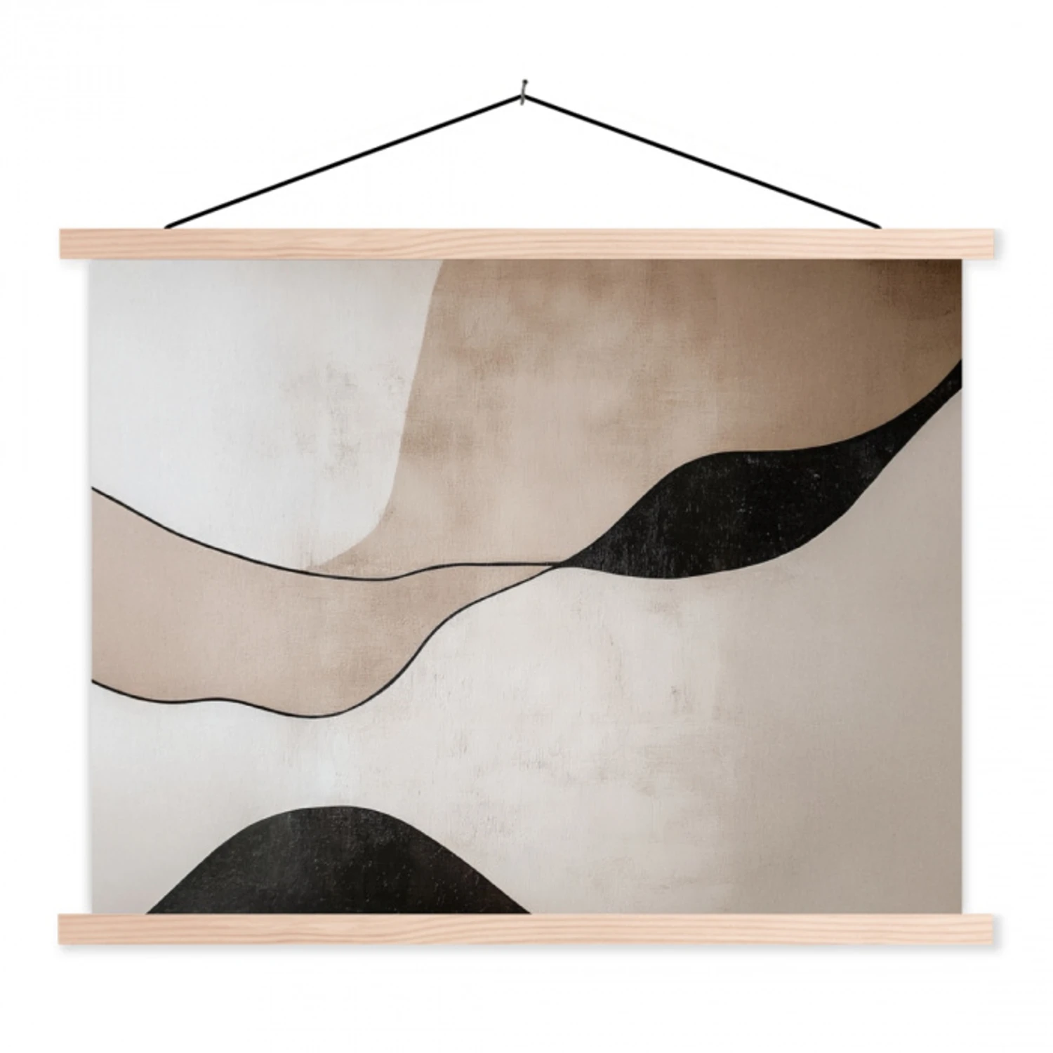 Contourlijnen - Abstracte landschap textielposter latten blank klein -3d