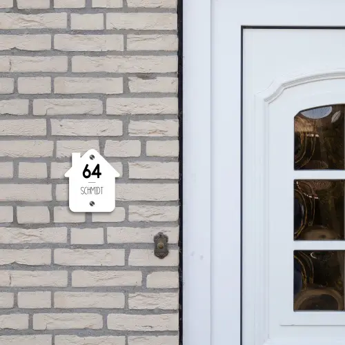 Wit vlak - Modern Naambord Huisje klein -sfeer1