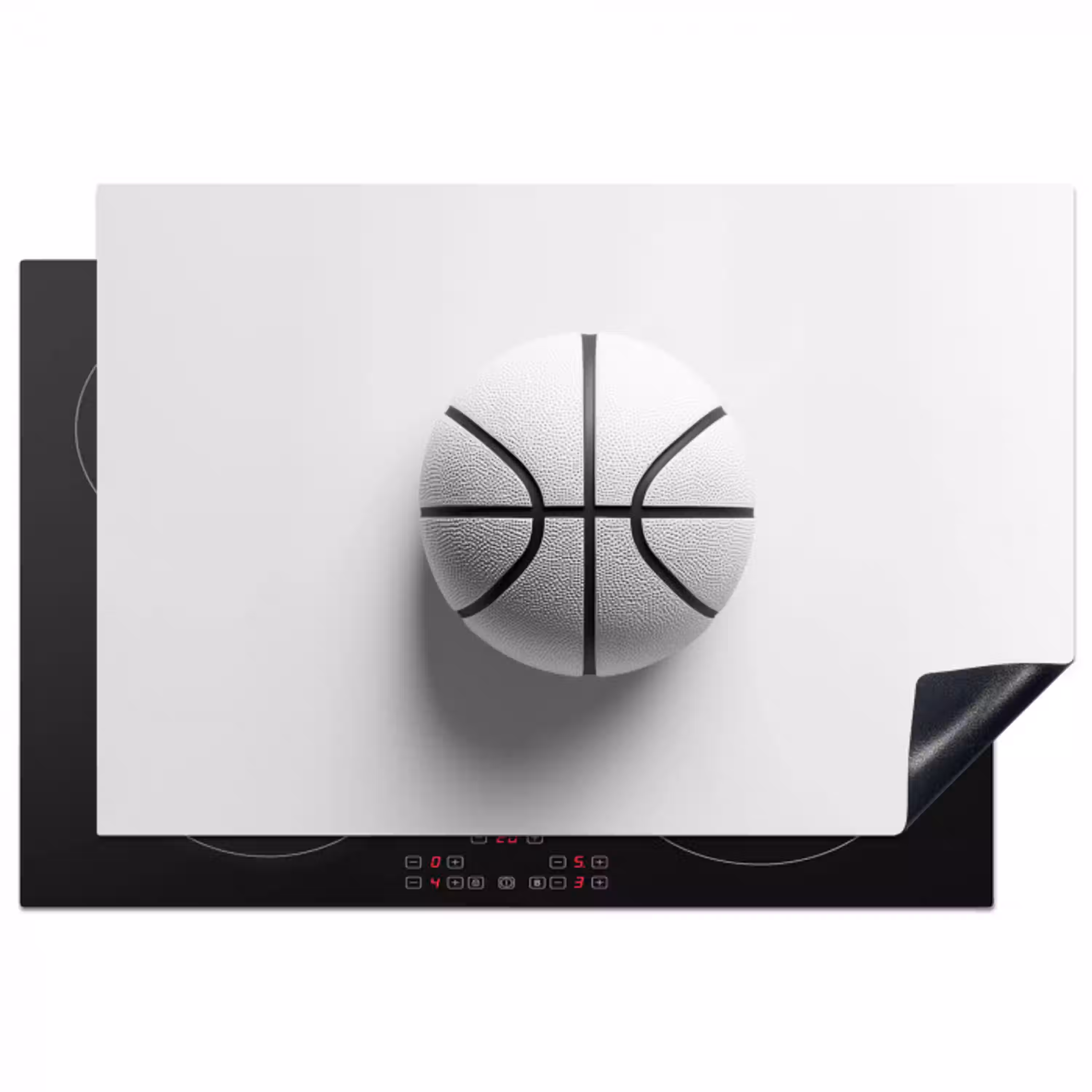 Basketbal - Wit - Schaduw - Lijnen Inductie beschermer vinyl 3mm klein -3d