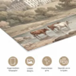 Landhuis - Rivier - Vee poster papier klein -closeup_NL