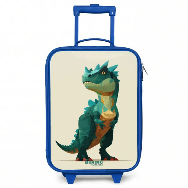 Kids’ Suitcase - Blue - Horned dino with sharp gaze