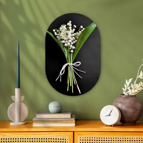 Lelietjes van dalen - Bloemen - Stilleven - Flora Wandcirkel Ovaal Forex klein -sfeer2
