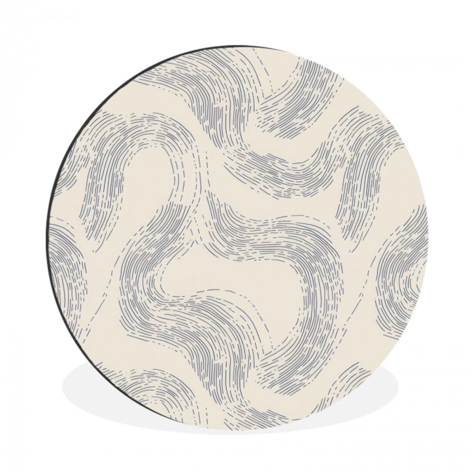 Lijnen - Patroon - Beige - Minimalistisch Wandcirkel aluminium klein 190 -3d