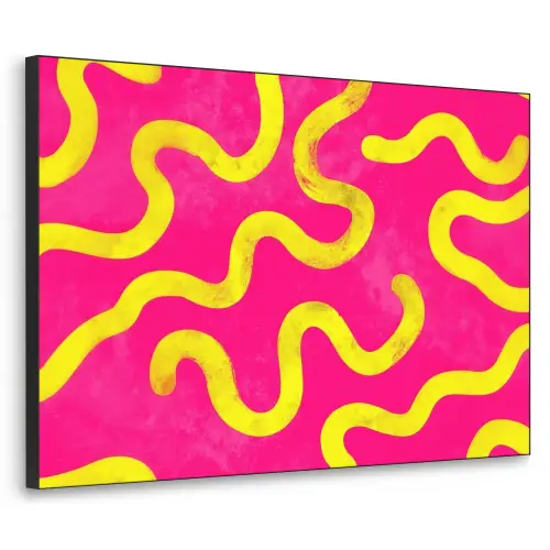 Lijn - Geel - Abstract Textielframe zwart klein -3d