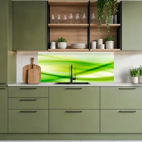 Golven - Abstract - Groen keuken achterwand 2 middel -sfeer3