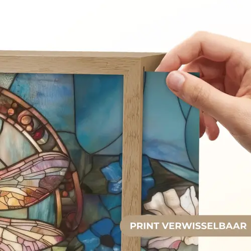 Libelle - Mozaïek - Bloemen - Kleurrijk Light Box met batterij (Wandlamp) middel -USP_websiteprintNL