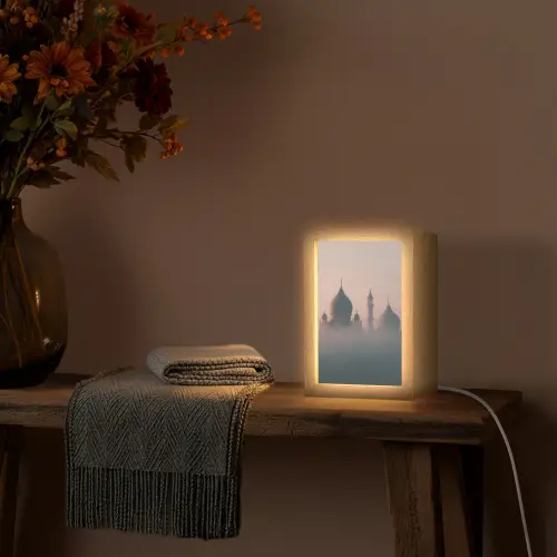 Moskee - Minaretten - mist - Islamitisch Light Box met kabel (Tafellamp) klein -sfeer4
