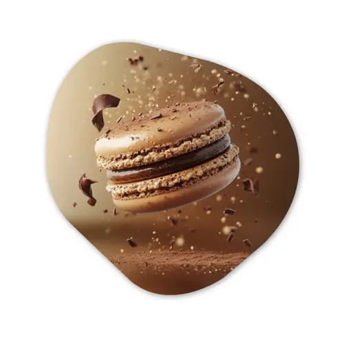 Chocolade - Macarons - Eten - Snoep Wandcirkel Organisch Aluminium middel -3d