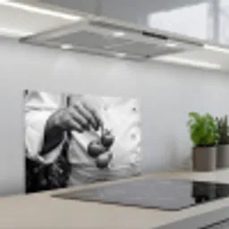 Tomaten - Chef - Zwart - Wit keuken achterwand spatscherm klein -3d_schuin