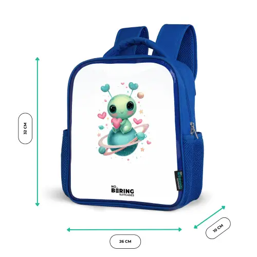 Lief buitenaards wezentje met hartje Kinderrugzak - Blauw middel -productfoto_formaten