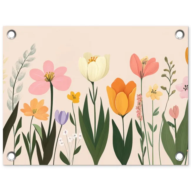 Pasteltinten - Bloemen - Illustratie tuinposter los doek klein -3d