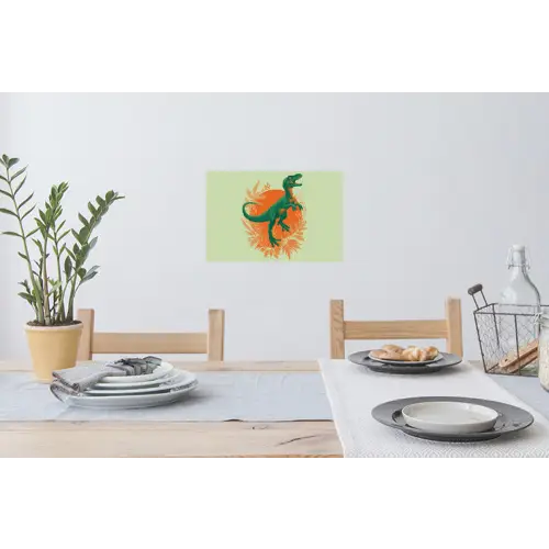 Dinosaurus - Groen - Planten - Cirkel Muursticker klein -eettafel