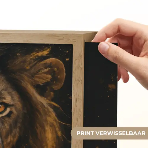 Leeuw - Goud - Druppels Light Box met batterij (Wandlamp) middel -USP_websiteprintNL