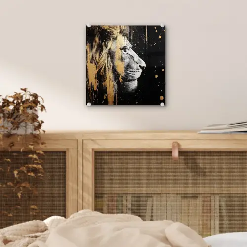 Portret - Leeuw - Abstract - Goud plexiglas 5mm klein -sfeer4