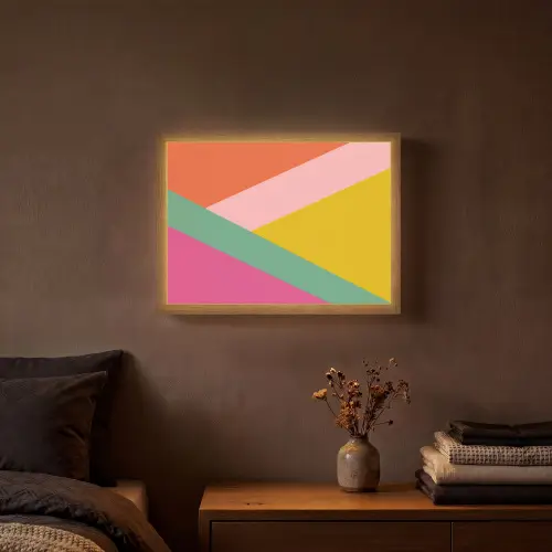 Driehoeken - Kleurrijk - Abstract Light Box met batterij (Wandlamp) middel -sfeer4
