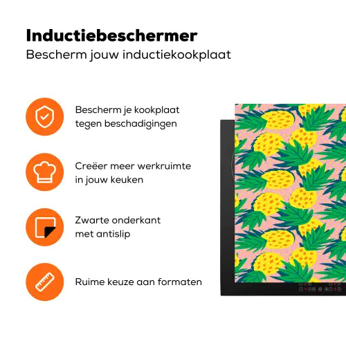 Ananas - Geel - Groen - Tropisch Inductie beschermer vinyl 3mm klein 276 -zzzzzzz-td-ups