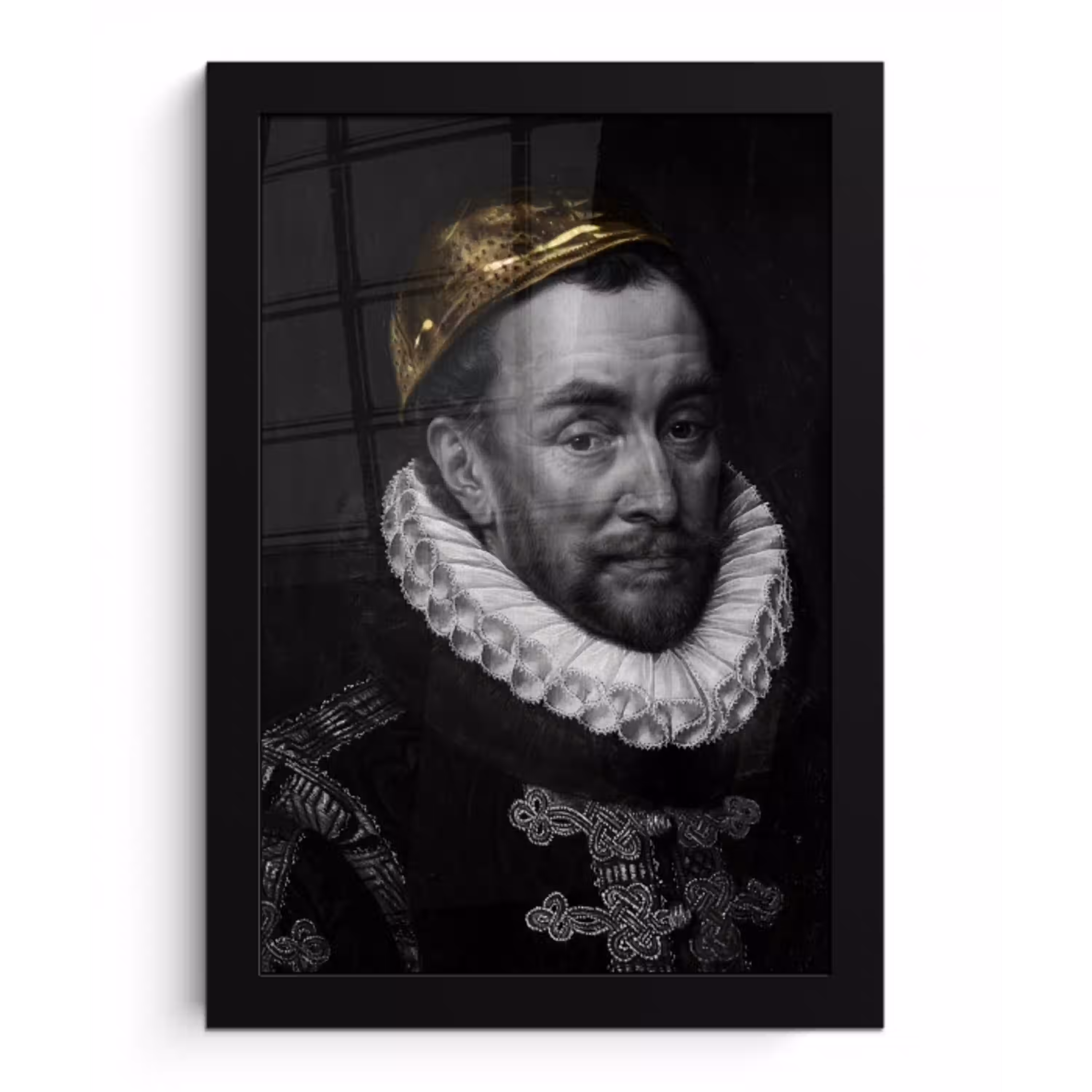 Willem van Oranje - Adriaen Thomasz - Goud fotolijst zwart zonder passe partout klein -3d