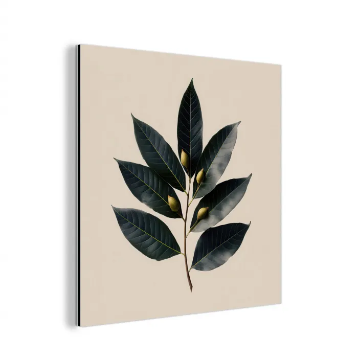 Laurierbladeren - Bloemknoppen - subtiel aluminium wit klein -3d