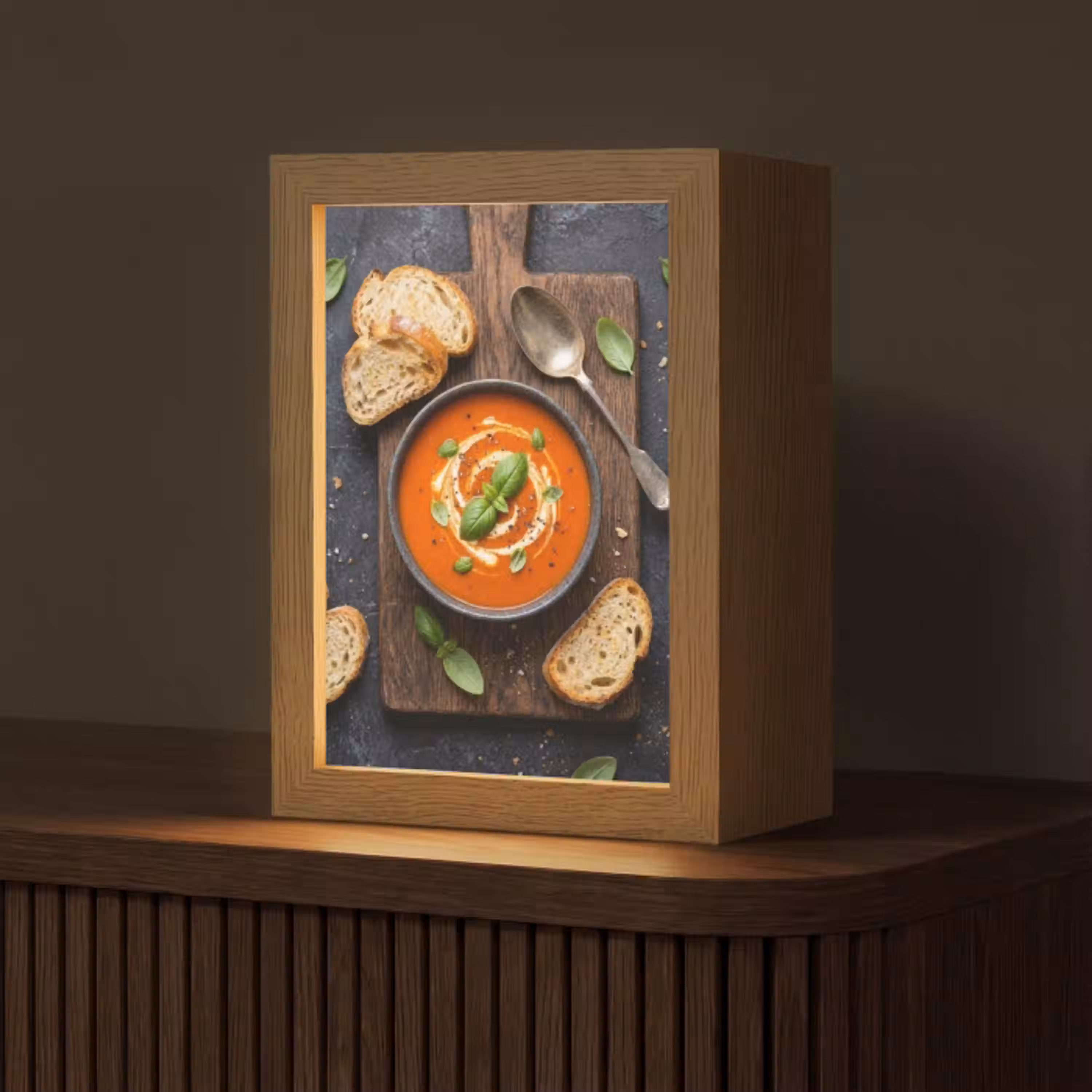 Eten - Soep - Basilicum - Rustiek - Rood Light Box met kabel (Tafellamp) klein -z3d_website