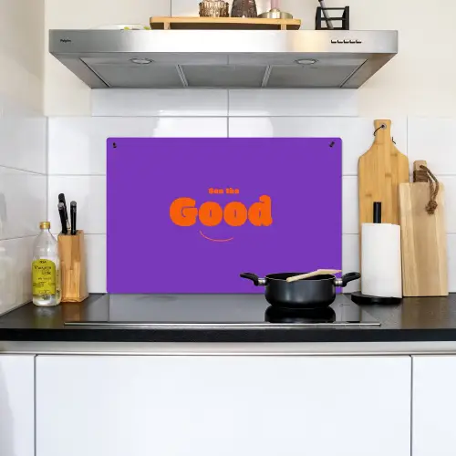 See the good - Oranje - Paars - Smiley Inductie beschemer met haakjes klein -sfeer2