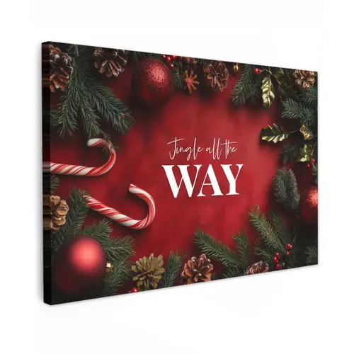 Kerst - Quote - Rood - Kerstballen Tuinposter op houten frame 2 cm dik klein -3d