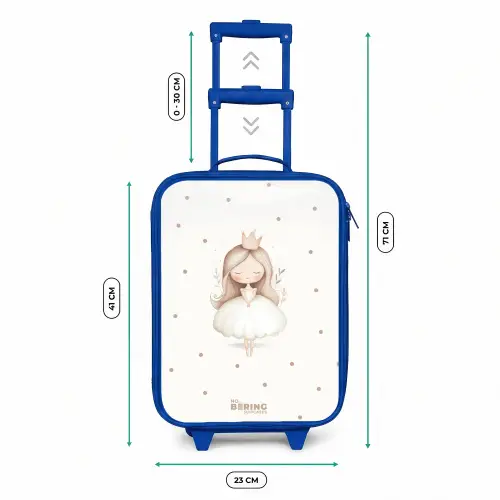 Ballerina prinses tussen beige stippen Kinderkoffer - Blauw klein -productfoto_formaten