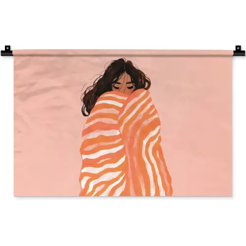 Meisje - Deken - Gestreept - Oranje Wandkleed katoen klein -zz3d