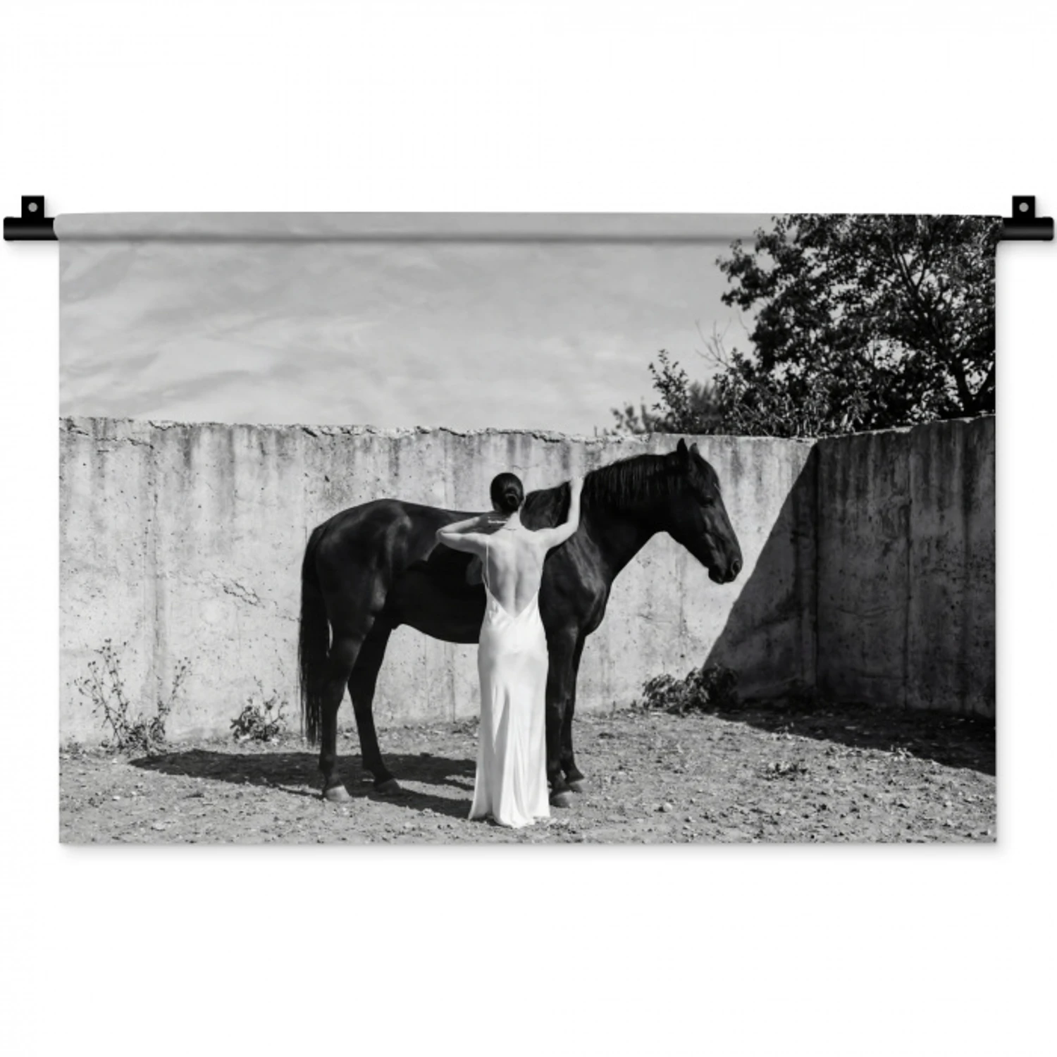 Vrouw - Paard - Artistiek Wandkleed katoen klein -zz3d