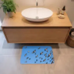 Zwaluwen - Vliegen - Blauw Badmat klein -sfeer1