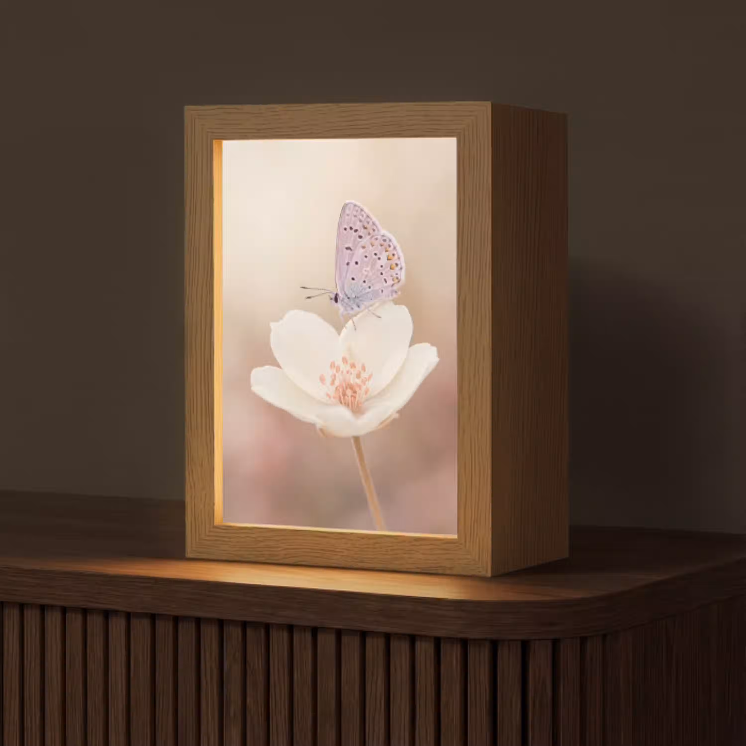 Vlinder - Bloem - Blauw Light Box met kabel (Tafellamp) klein -z3d_website