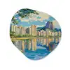 Berg - Skyline - Strand - Water Wandcirkel Organisch Aluminium middel -3d