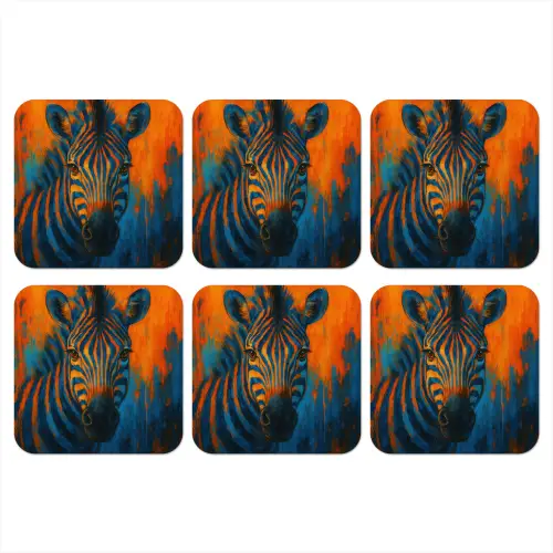 Zebra - Abstract - Blauw onderzetter kurk middel -3d