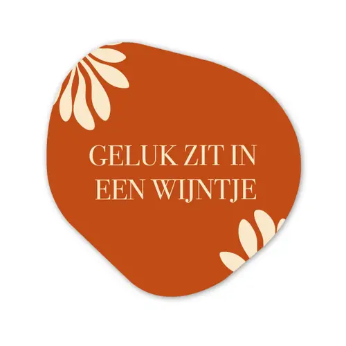 Oranje - Wijntje - Quote Wandcirkel Organisch Aluminium middel -3d