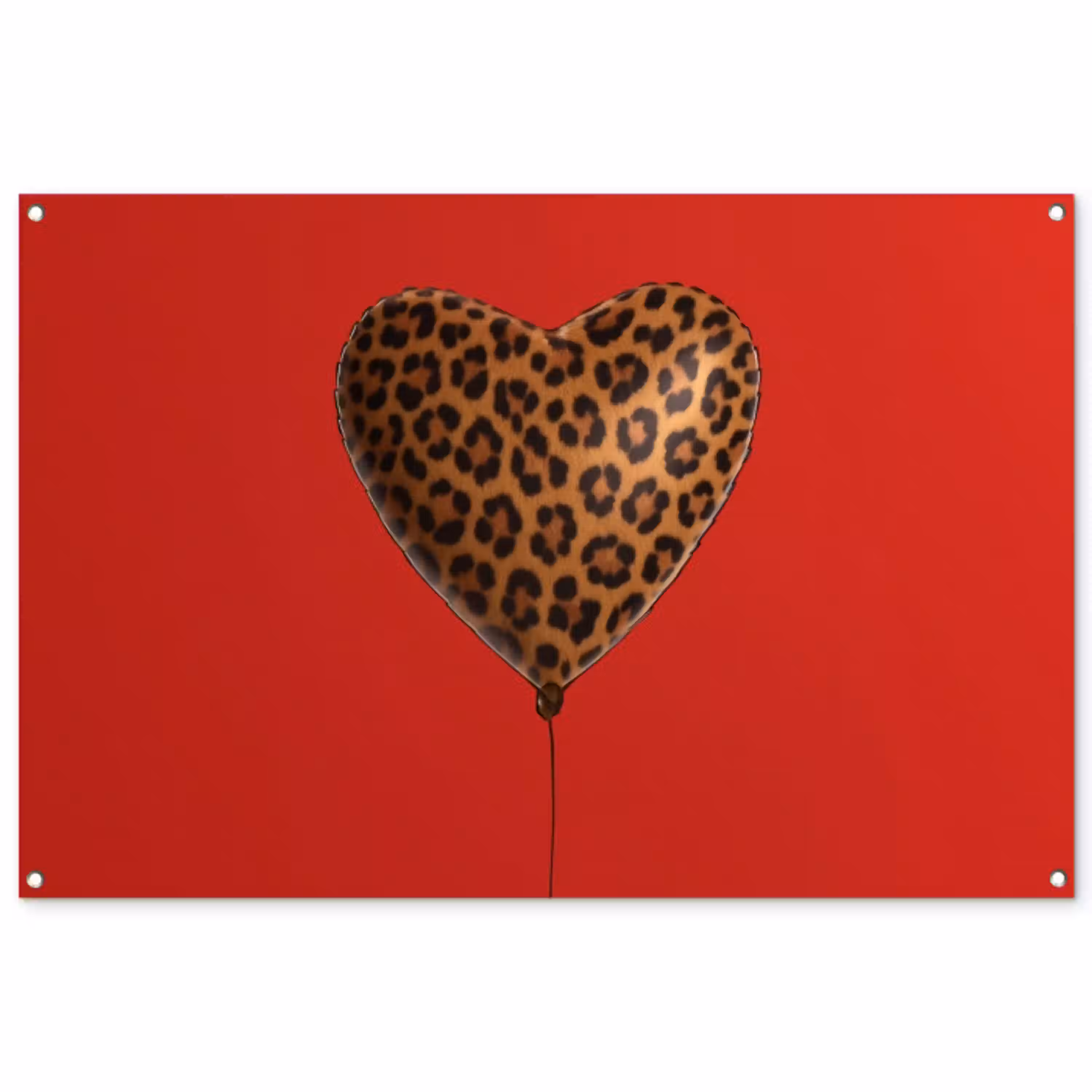 Ballon - Hartvormig - Rood - Panterpatroon tuinposter los doek groot -3d