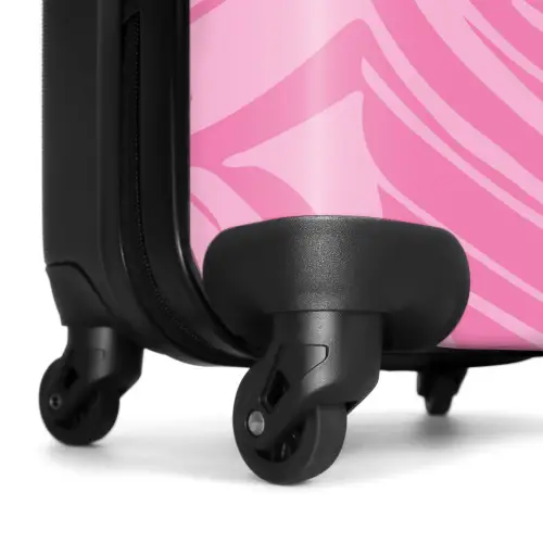 Grote bladeren in verschillende tinten roze NBS - Handbagage koffer - Unisex middel -wiel
