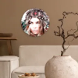 Vrouw - Bloemen - Indianentooi - Rozen - Bloemen Wandcirkel kunststof plaat 5mm dik klein -sfeer1