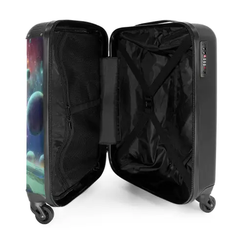 Groene alien op een planeet NBS - Handbagage koffer - Kinderen Unisex middel -binnenkant