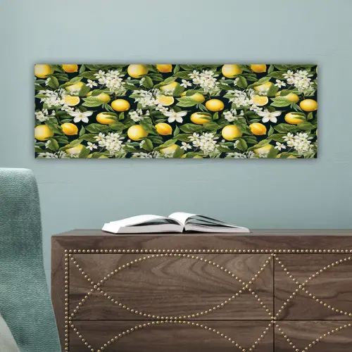 Hangende - Citroenen - Witte - Bloemetjes canvas 2cm klein 828 -sfeer4
