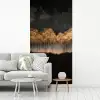 Gouden Bomen in Mistig Landschap fotobehang vinyl groot -woonkamer