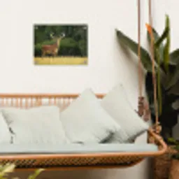 Hert - Gewei - Gras - Natuur - Dieren - Groen tuinposter los doek klein -sfeer7
