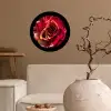 Bloem - Roos - Rood - Zwart Wandcirkel behangsticker klein -sfeer1