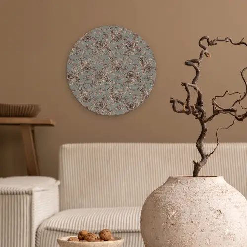 Donker - Bloemen - Sierlijk Wandcirkel kunststof plaat 5mm dik klein 188 -sfeer1