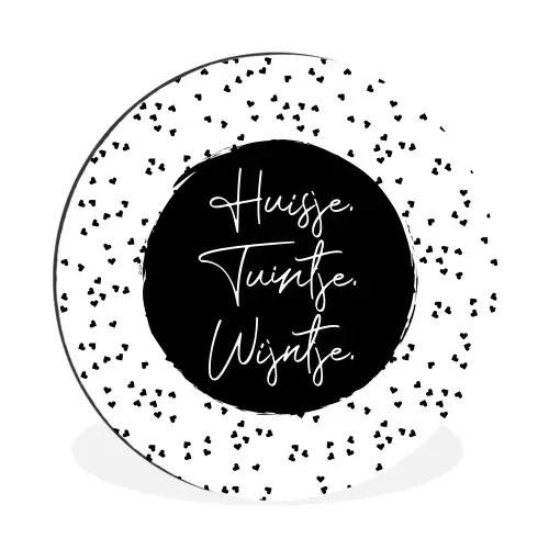 Quotes - Huisje. Tuintje. Wijntje. - Wijn - Tekst Wandcirkel aluminium klein -3d